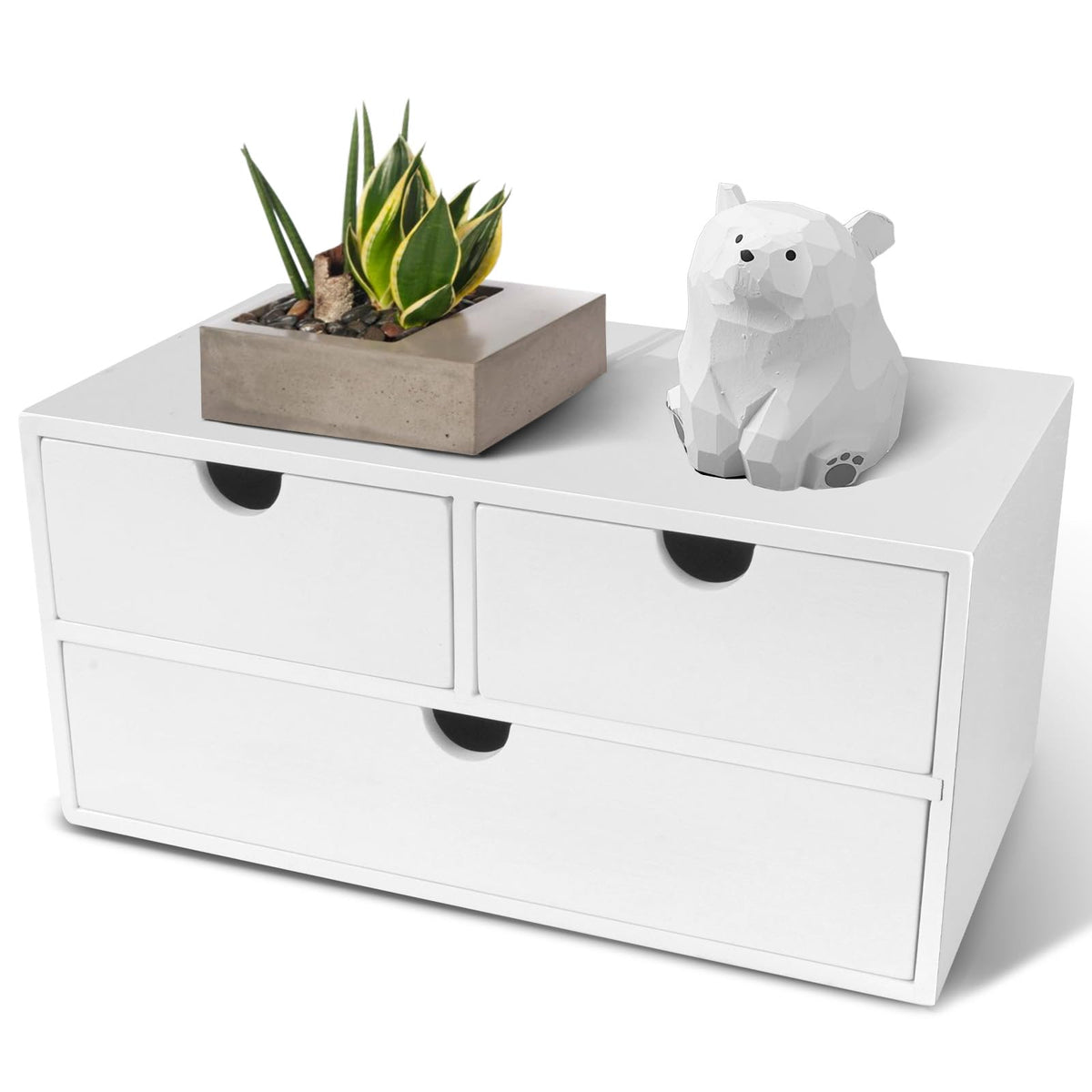 Charmewooden Bamboo Desk Organizer with Drawers, Countertop Organizer with Drawers Makeup Storage Drawer 2 Drawers Tabletop Storage Organization Box Home Office Workspace Bathroom Toiletries Supplies