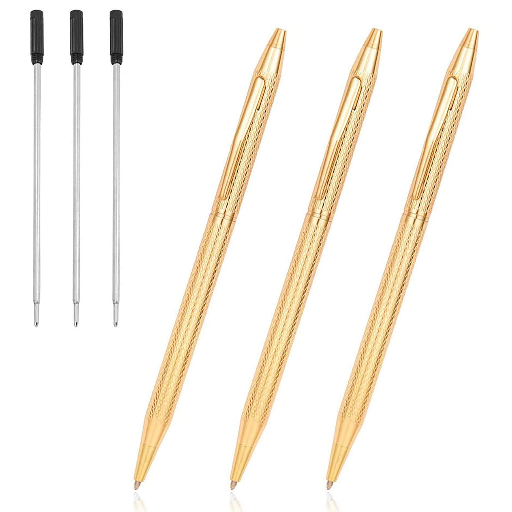 Cambond Slim Gold Ballpoint Pens - Black Ink 1.0 mm Metal Fancy Pens