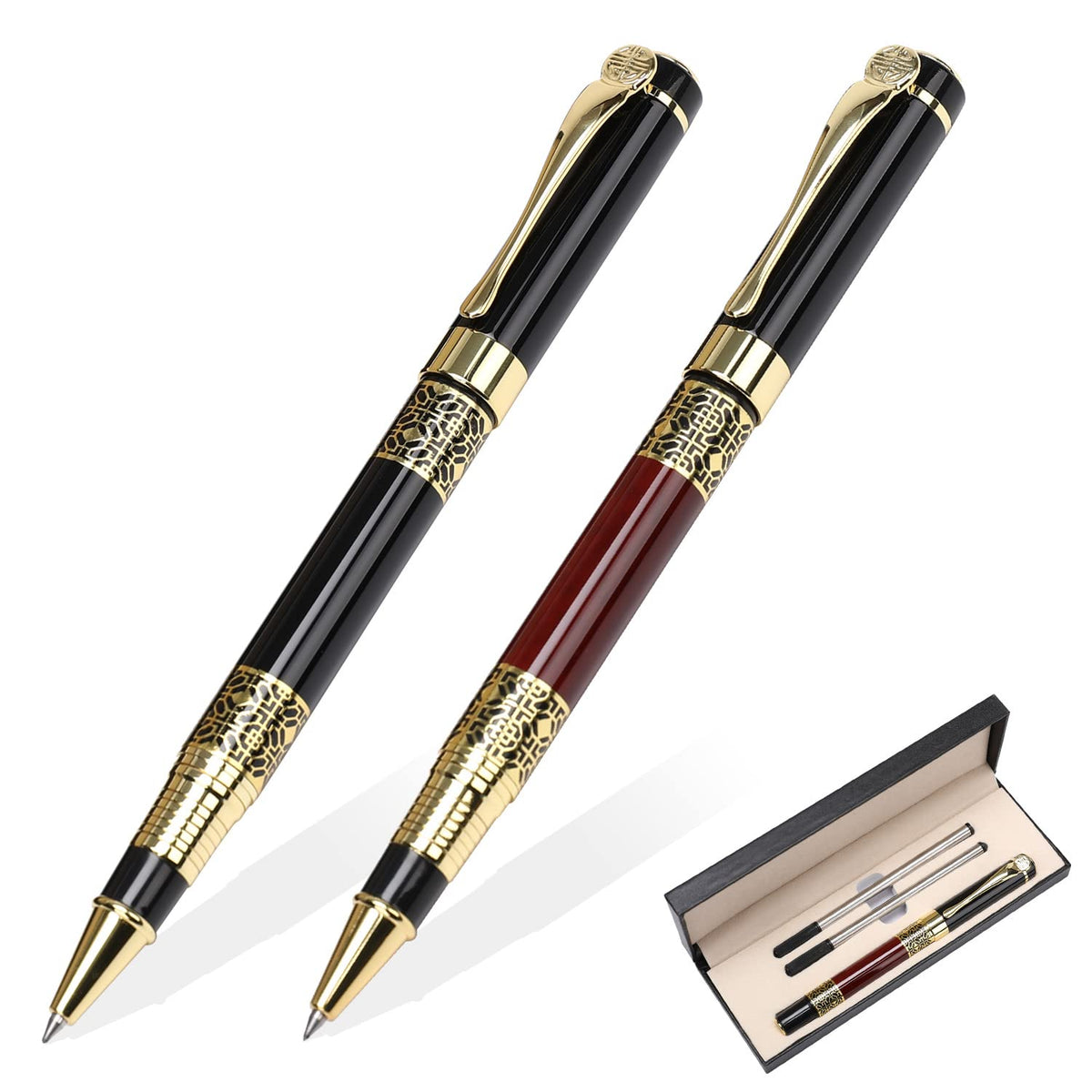 YIVONKA Ballpoint Pen Black Refill,business pens,Luxury Pen,Best Ball Pen Gift Set for Men & Women Professional Executive,Office,Nice Pens Classy Gift Box (Black)