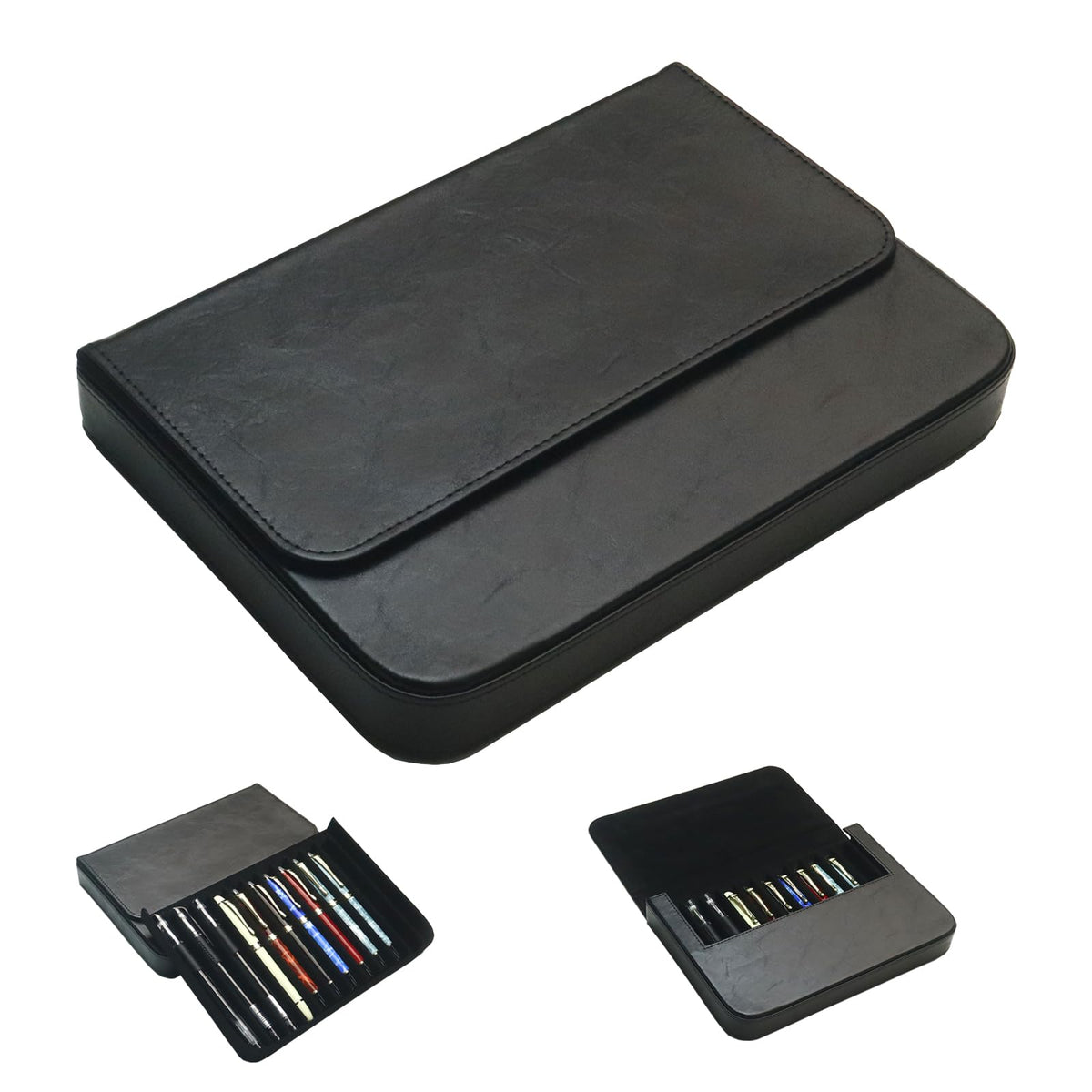 PU Leather Fountain Pen Case, 12-Slot Pen Storage Tray(red)
