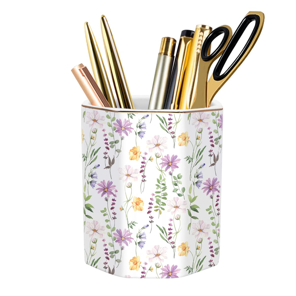 Pencil Holder, Pencil Cup for Desk, Makeup Brush Holder Cup, Cute Pencil Stand Marble Decorative for Kids Durable Ceramic Desk Organizer for Office, Classroom, Home, Antique Green Marble