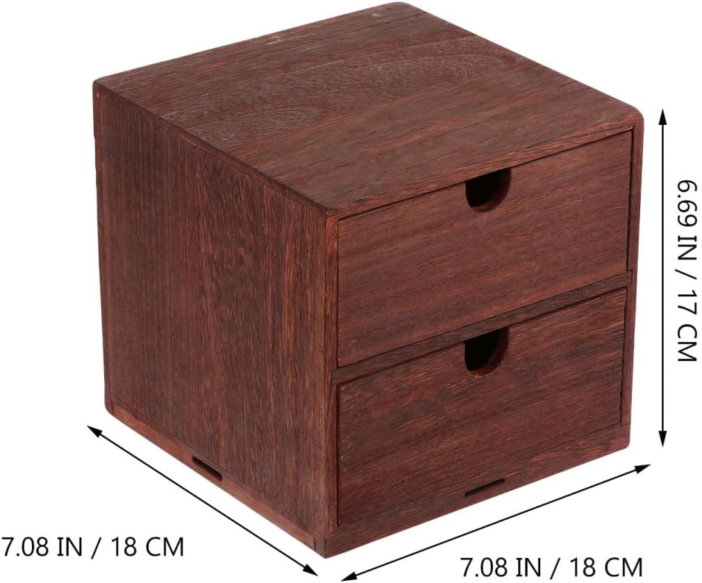 Cabilock Wooden Drawer Organizer, Two-Layer Desktop Storage Box