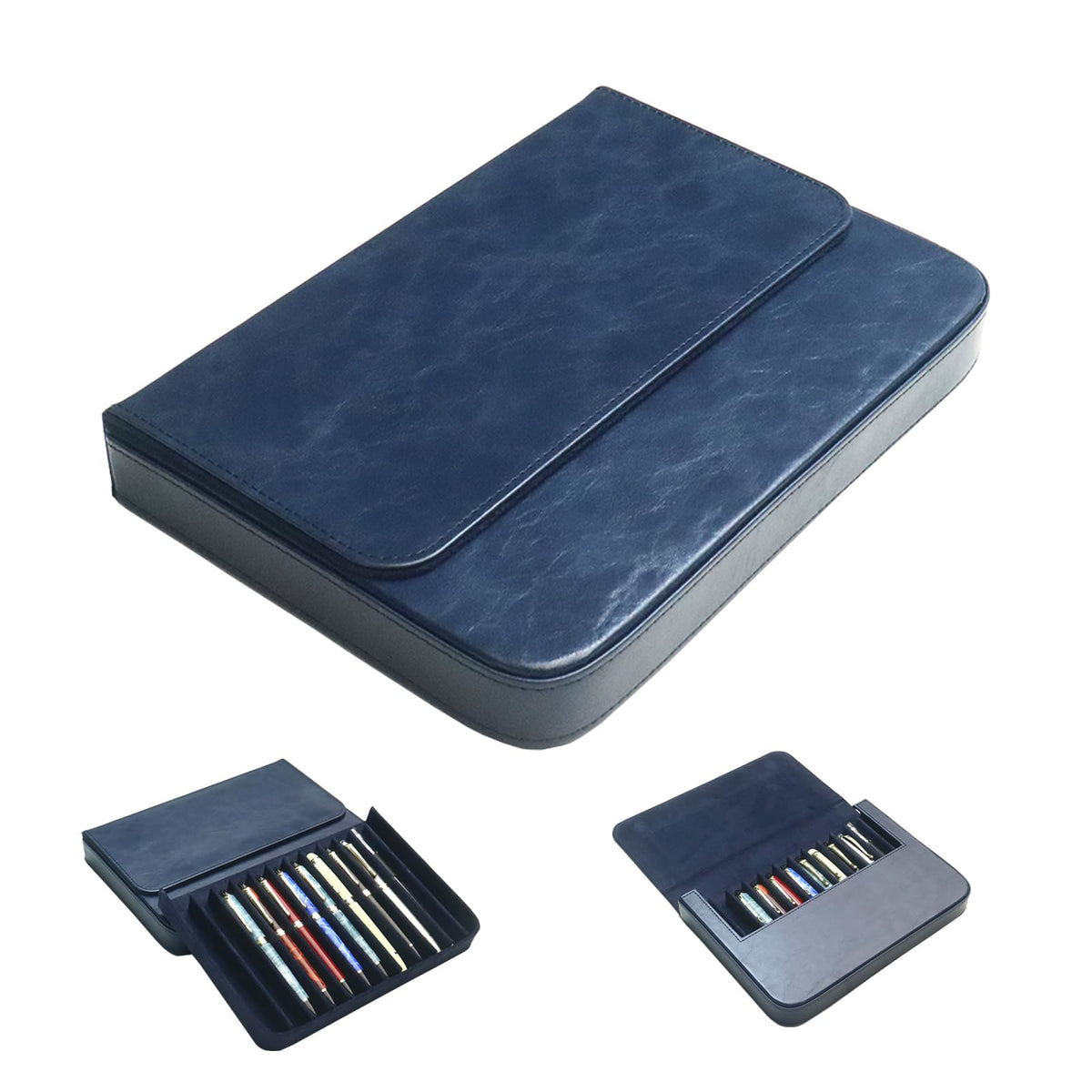PU Leather Fountain Pen Case, 12-Slot Pen Storage Tray(red)