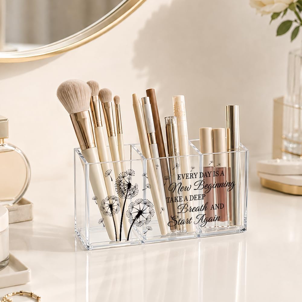 Every Day Is a New Beginning Acrylic Pen Holder 3 Compartments