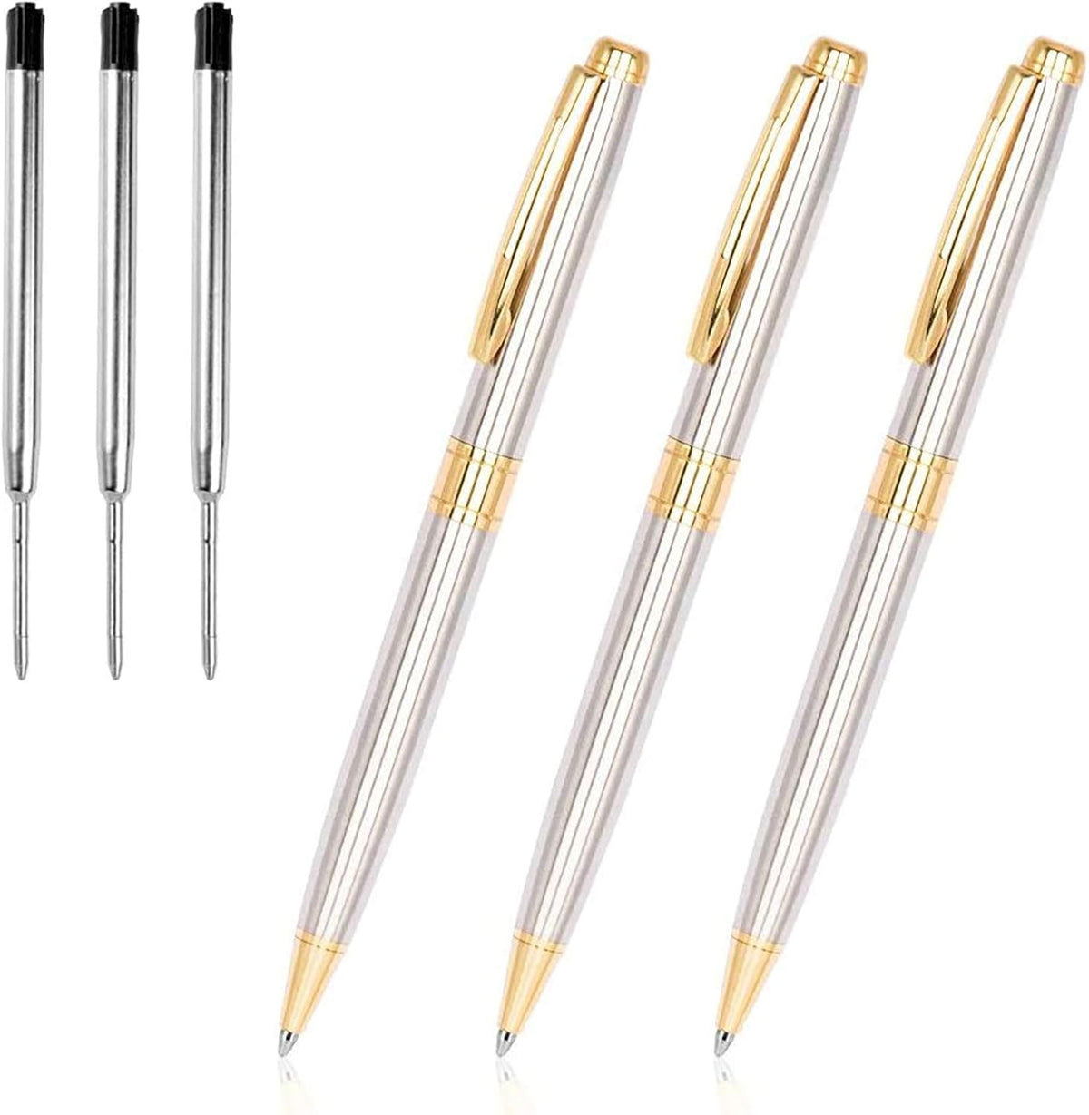 Cambond Ballpoint Pens Black Ink - 1.0 mm Metal Twist Gold Pens Bulk