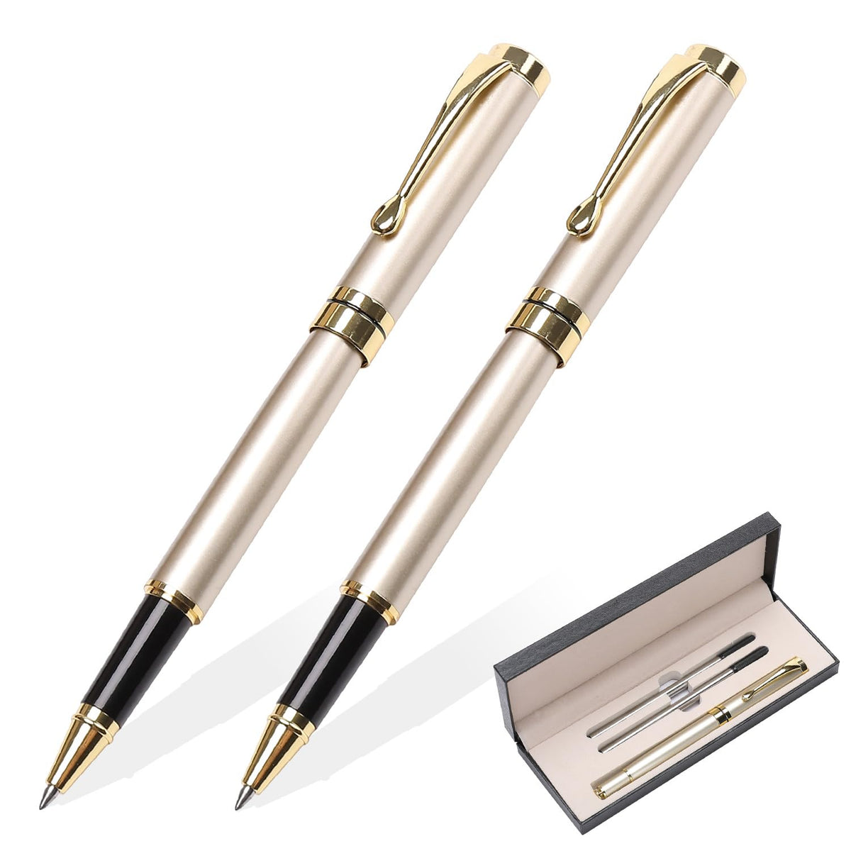 YIVONKA Luxury Ballpoint Pens Best Ball Pen Gift Set for Men & Women Professional Executive Office Nice BallPens Classy Gift Box Ballpoint Black Refill Line width 0.5mm (Red Gold)