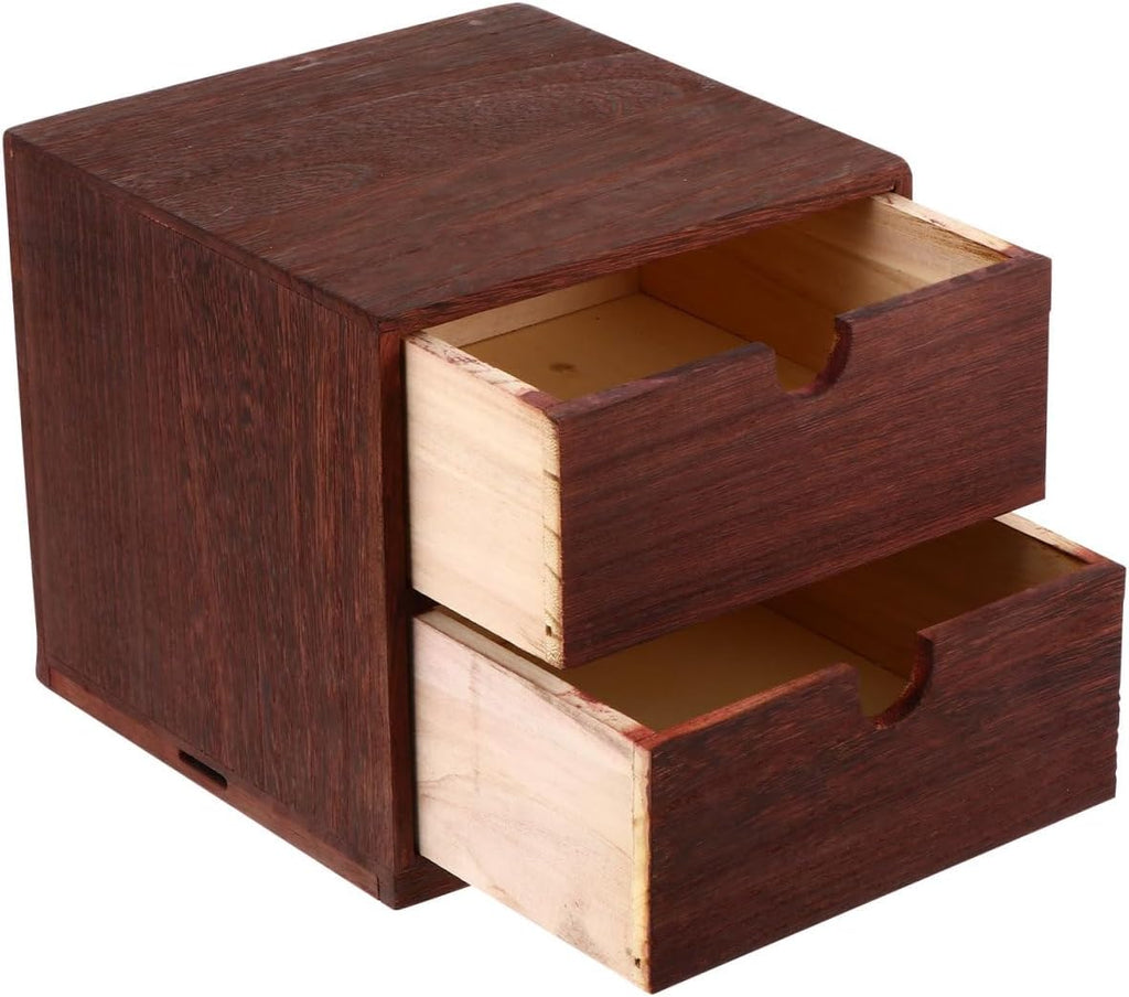 Cabilock Wooden Drawer Organizer, Two-Layer Desktop Storage Box