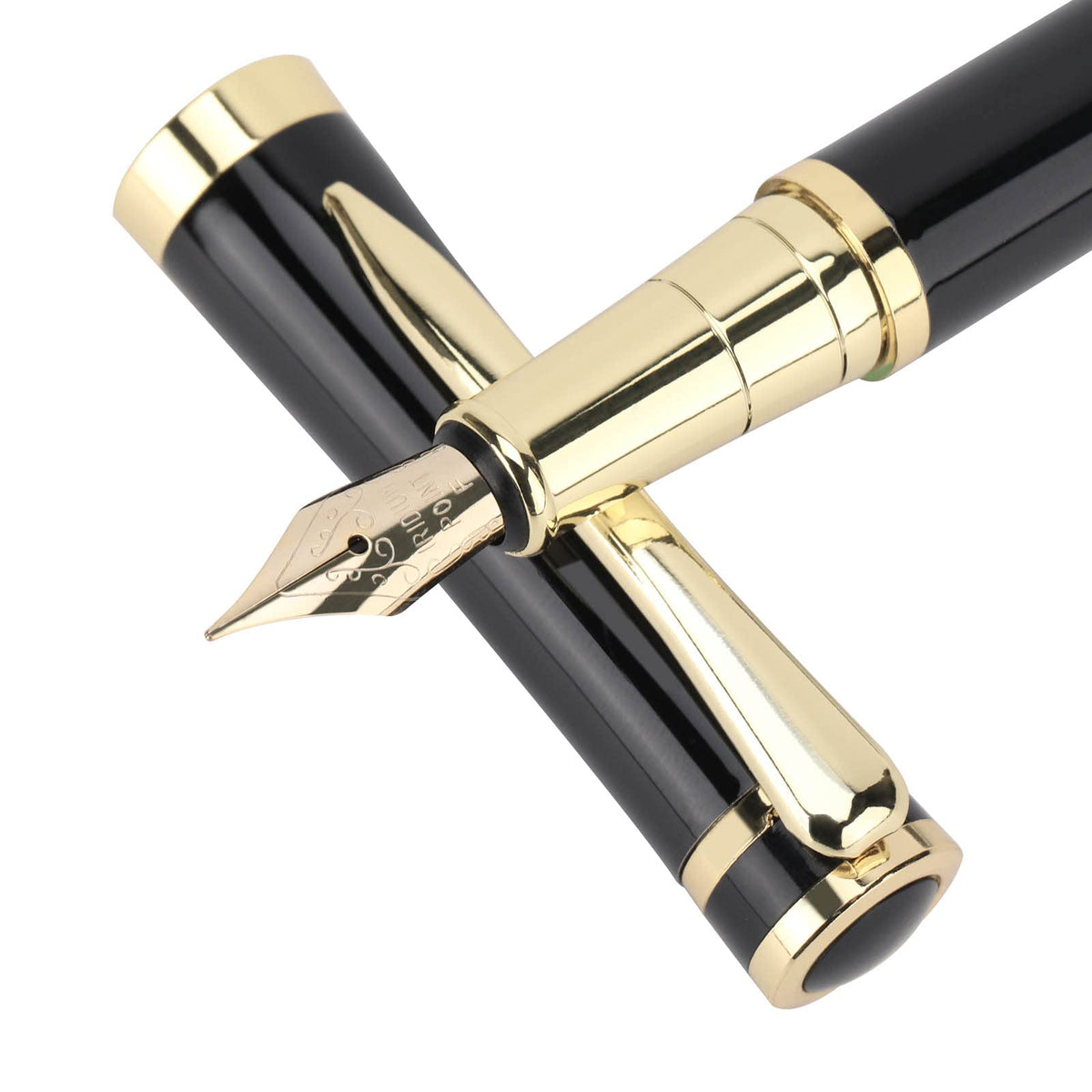 Cheericome Fountain Pen Set - Luxury Writing Instrument for Men & Women - Fine Nib With 10 Ink Cartridges and Refill Converter - Gold