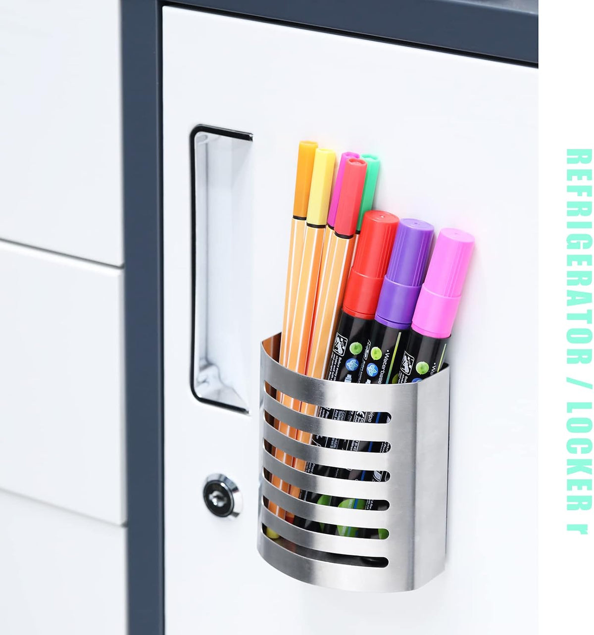Magnetic Modern Pen and Pencil Holder, 3.25" x 1.75" x 3.50"