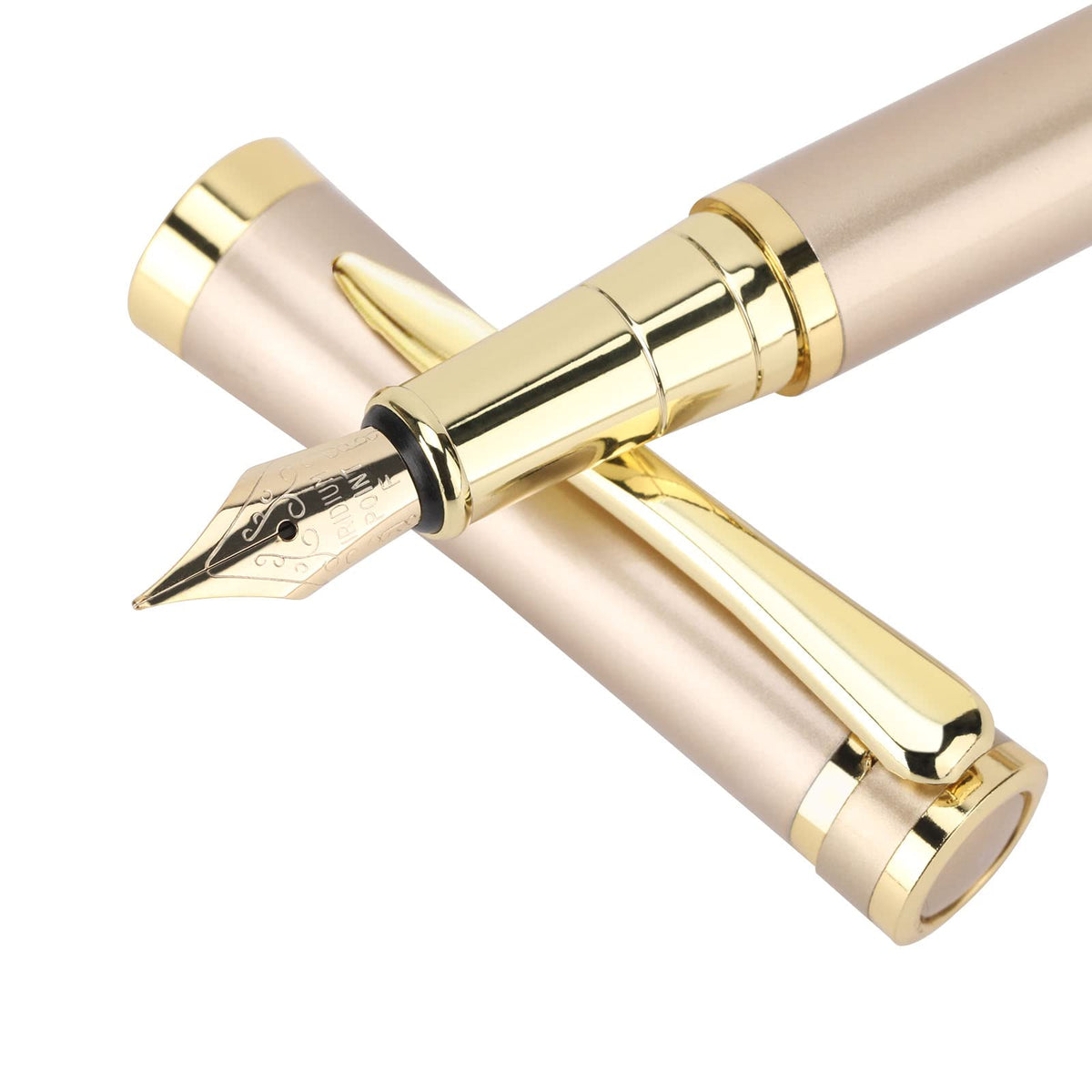 Cheericome Fountain Pen Set - Luxury Writing Instrument for Men & Women - Fine Nib With 10 Ink Cartridges and Refill Converter - Gold