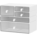White & Clear 5-Drawer Stackable Desk Organizer Storage Set