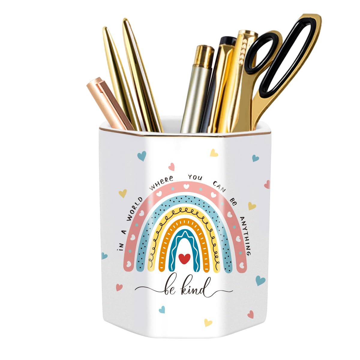 Pencil Holder, Pencil Cup for Desk, Makeup Brush Holder Cup, Cute Pencil Stand Marble Decorative for Kids Durable Ceramic Desk Organizer for Office, Classroom, Home, Antique Green Marble