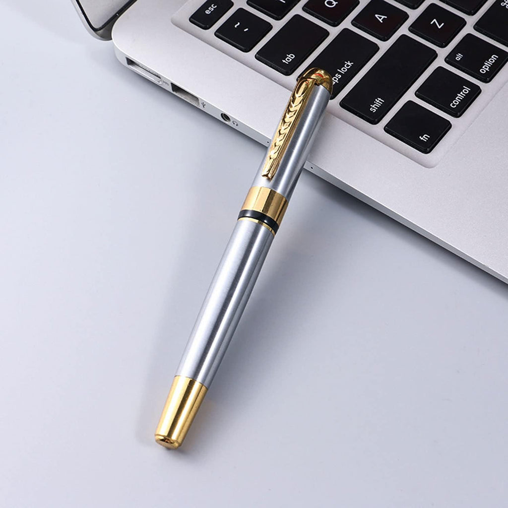 YIVONKA Ballpoint Pen Luxury Ballpoint Line Black Refill width 0.5mm Gift Set for Men & Women Professional Executive,Office,Nice BallPens Classy Gift Box (Silver)