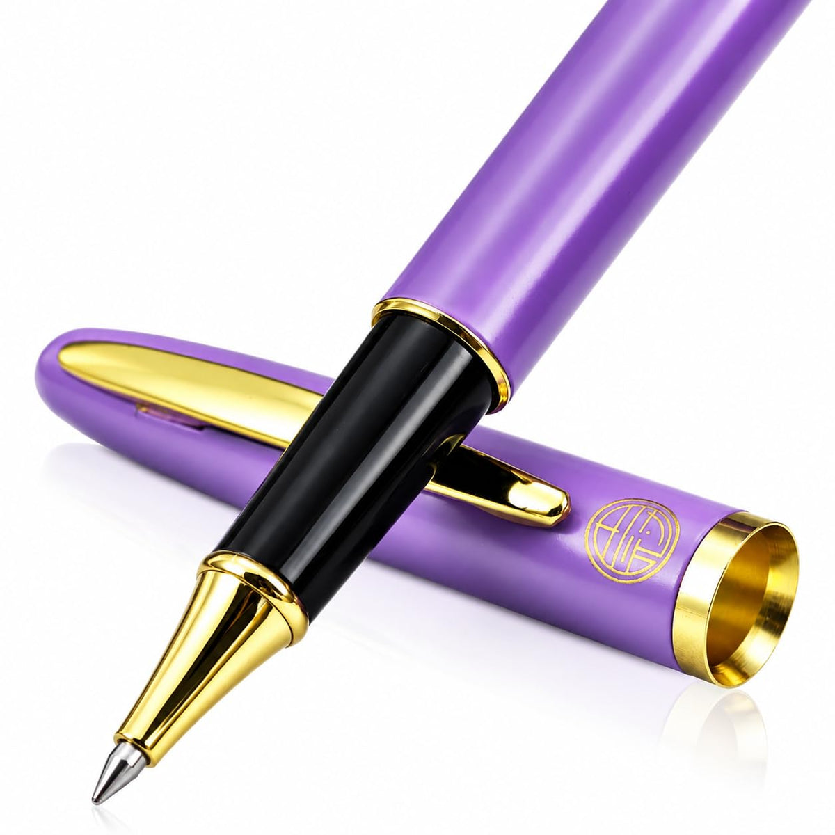 Luxury Gold Rollerball Pen, 24K Electroplated Exquisite Pen Body, Minimalist Fashion Style Gel Ink Pen, Portable Business Writing Pen Ideal for Office School Holiday Gifts (Pink)
