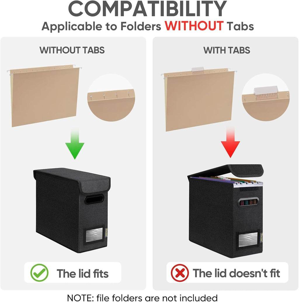 BALEINE File Organizer Box with Lid, Collapsible Hanging File Storage Box