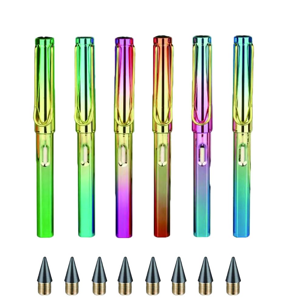 12 Sets Everlasting Pencil, Infinity Pen, NO-Sharpening Pencils for Writing Drawing Students Sustainable for Home Office School Supplies (12 Pens + 12 Erasers + 12 Replaceable Nibs)