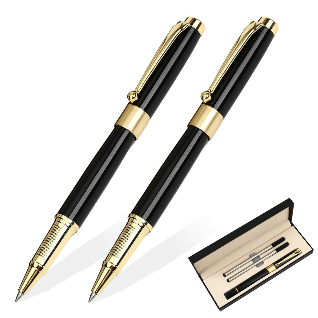 YIVONKA Ballpoint Pen Black Refill,Luxury Ballpoint Line width 0.5mm,Best Ball Pen Gift Set for Men & Women Professional Executive,Office,Nice BallPens Classy Gift Box (Gold)