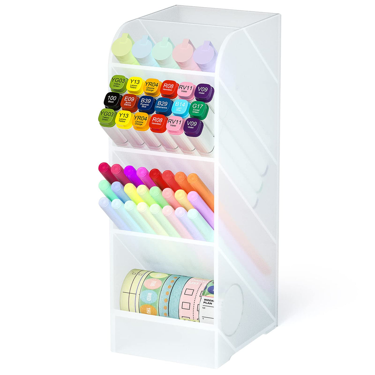 Asten Pen Holder, Pencil Holder for Desk, Pen Organizer (Clear, 3 Pack)