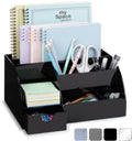 White Desktop Organizer - 9 Compartment Office Desk Accessories Organizer - Pen Holder