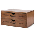 Flexzion Wooden Storage Box with 2 Drawers, Vintage Desktop Organizer