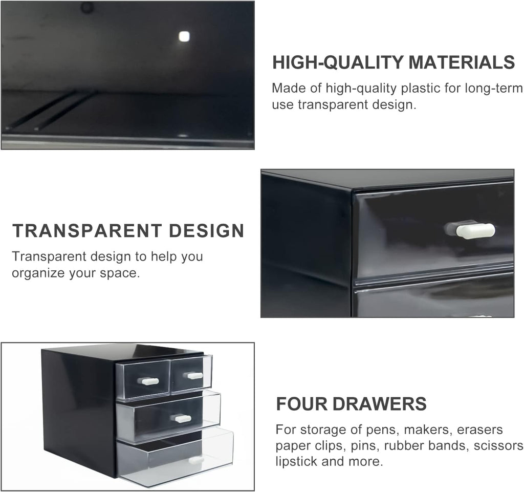 Desk Organizer with Drawer, Desk Storage Box (4 drawer, Black)