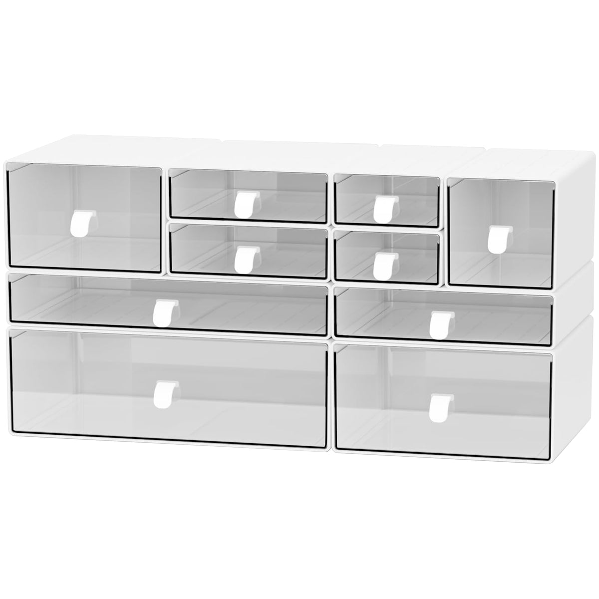 White & Clear 5-Drawer Stackable Desk Organizer Storage Set