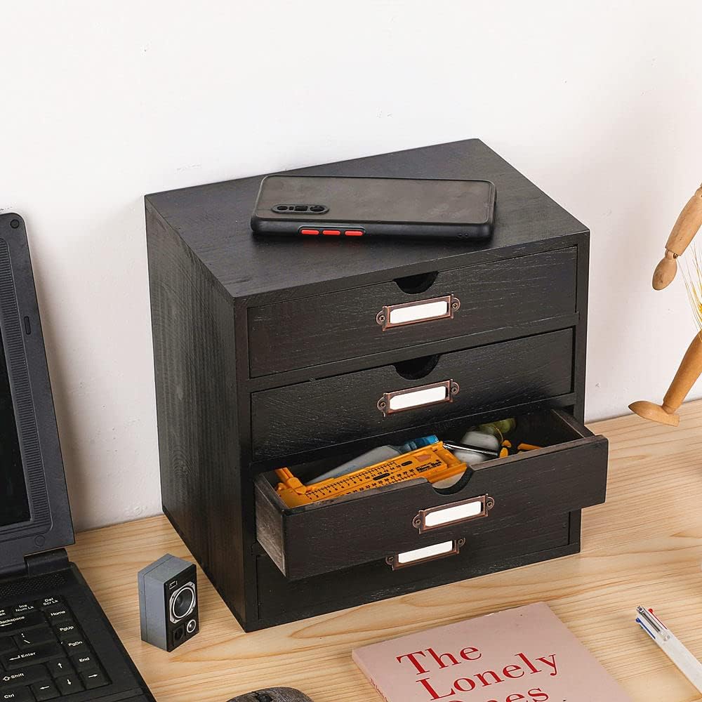 Small Wooden Drawers Wooden Box with Drawer Black