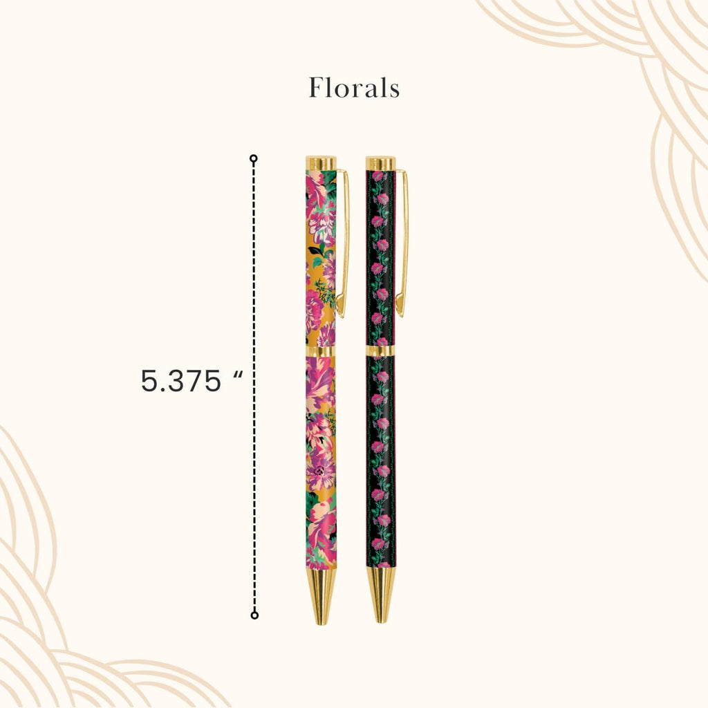 Lady Jayne Global Garden Yellow Floral Boxed Pens, Set of Two (83320)