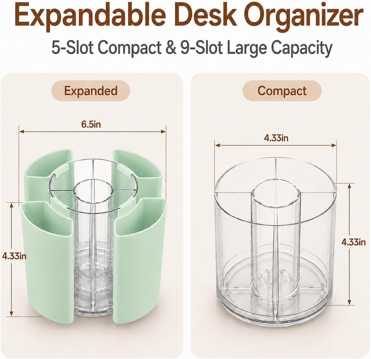 360° Rotating Pen Holder for Desk Adjustable Pencil Organizer, Green