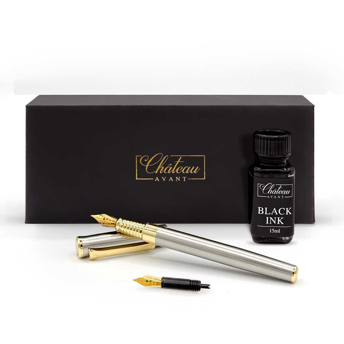 Signature Calligraphy Fountain Pen Gift Set | Black | Fine and Calligraphy Nibs, 10 Ink Cartridges, Ink Bottle and Converter | Writing Gift for Beginners, Graduates and Enthusiasts