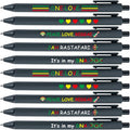 8 Pack Reggae Music Ballpoint Pens, Black Ink Peace Love Quote Writing Instruments for Jamaica Culture Fans, Stylish Stationery Set, Retractable Pens for Office Home Use