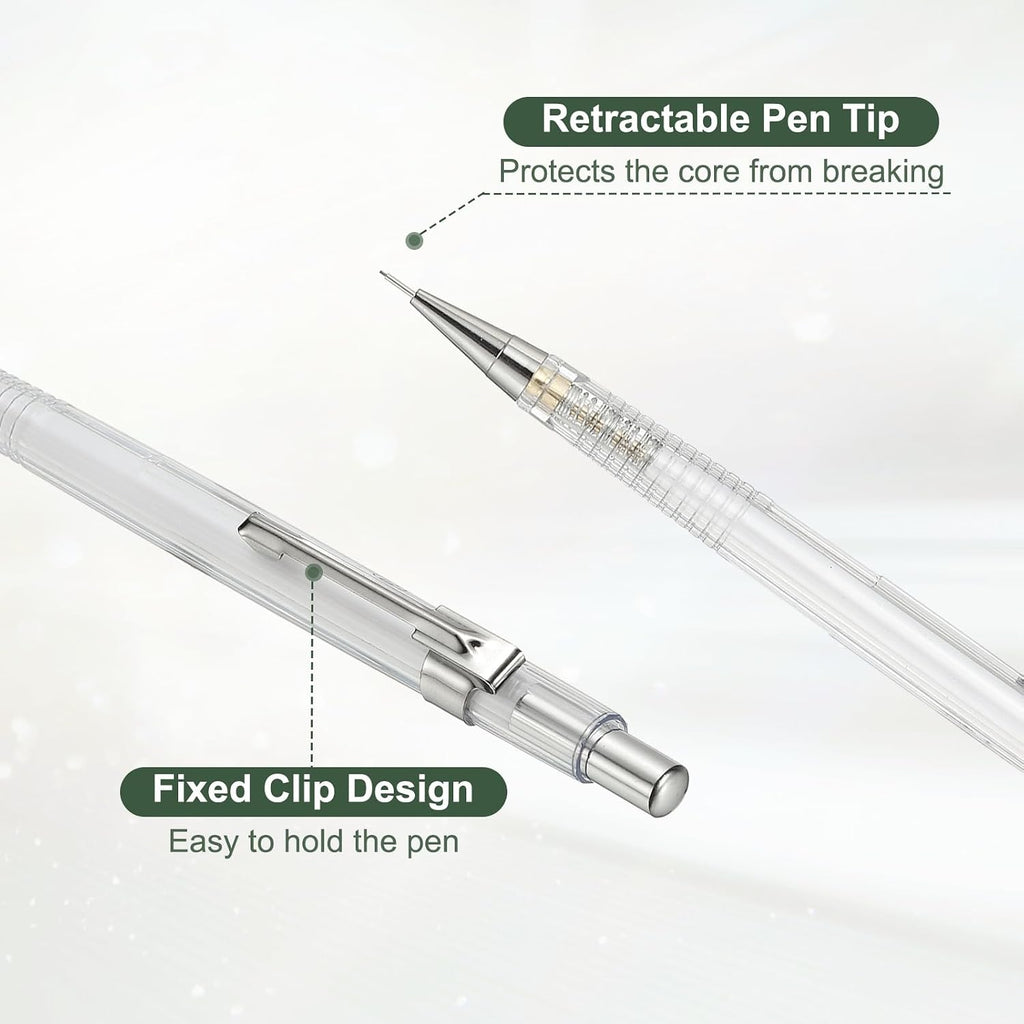 PATIKIL 6Pcs Mechanical Pencil 0.9mm, Lead Pencils Mechanical Holder Broad Point Automatic Plastic Holder with Eraser for Drawing Art Sketching Woodworking, White
