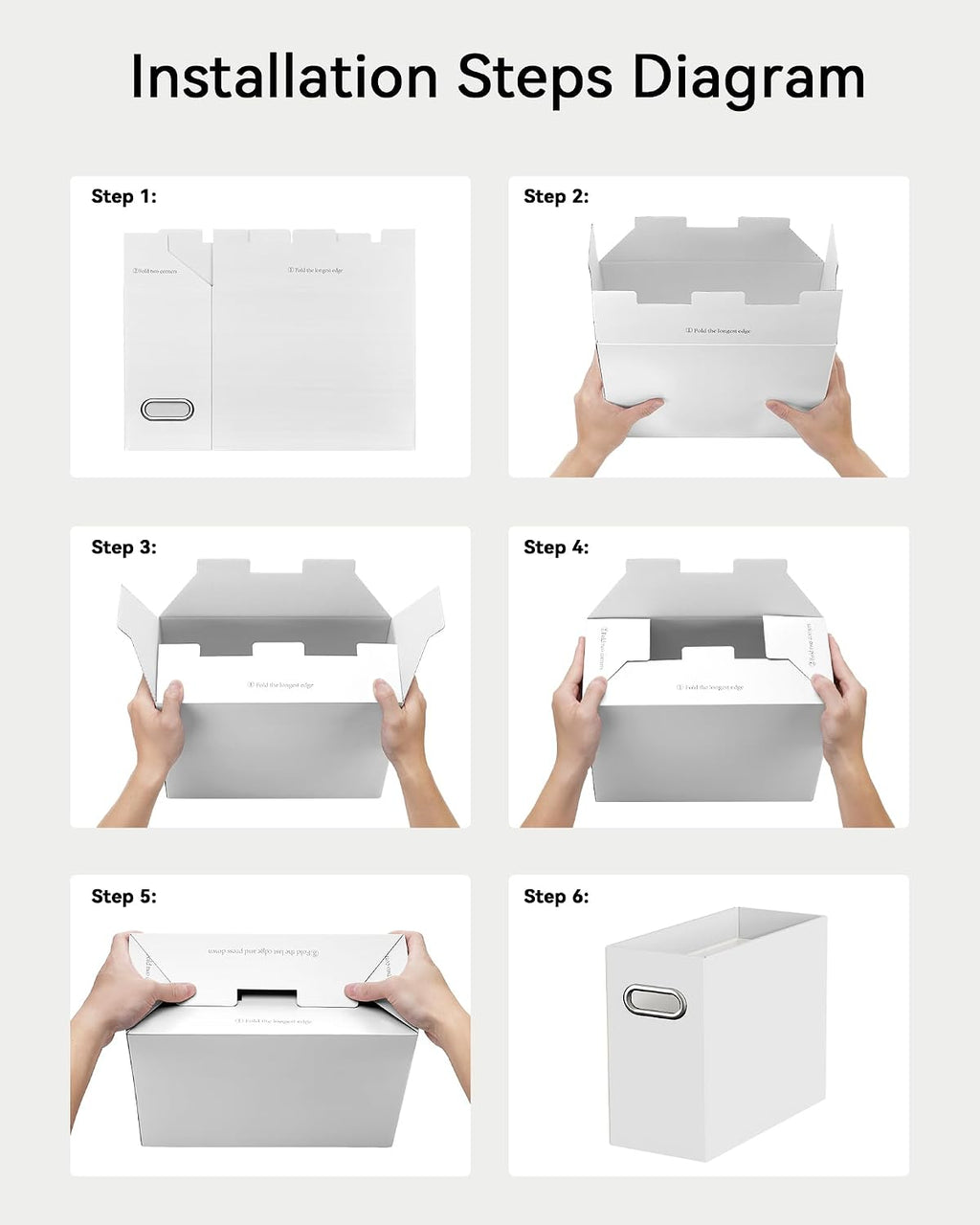 Oterri Portable Collapsible Cardboard File Box with Handle for Letter-Size