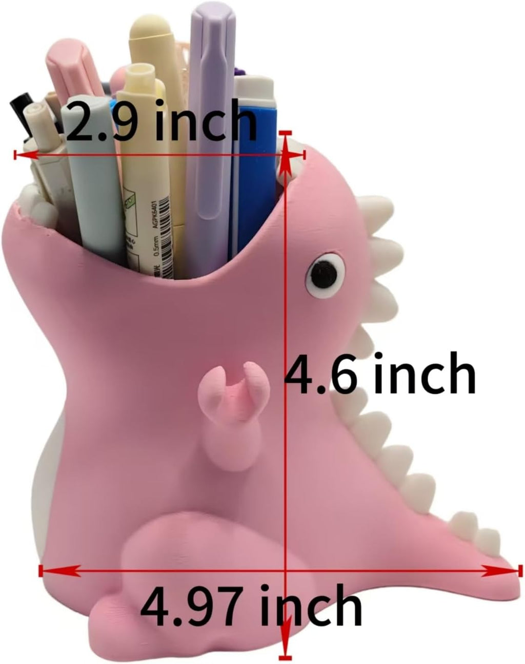 TIME&TRAVE Cute Dinosaur Pen Holder for Desk, Creative Pencil Holder Desk Organizers, Office Supplies Decorations Idea Gift for Women Kids (Pink)