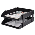 Leather Desk Organizer,2-Tier Stackable Letter Tray Holder,Office Supplies Desktop Storage Box for Document,Stationery,Magazines,Newspapers,Letters and Other Home Office Paper Sundries,Black