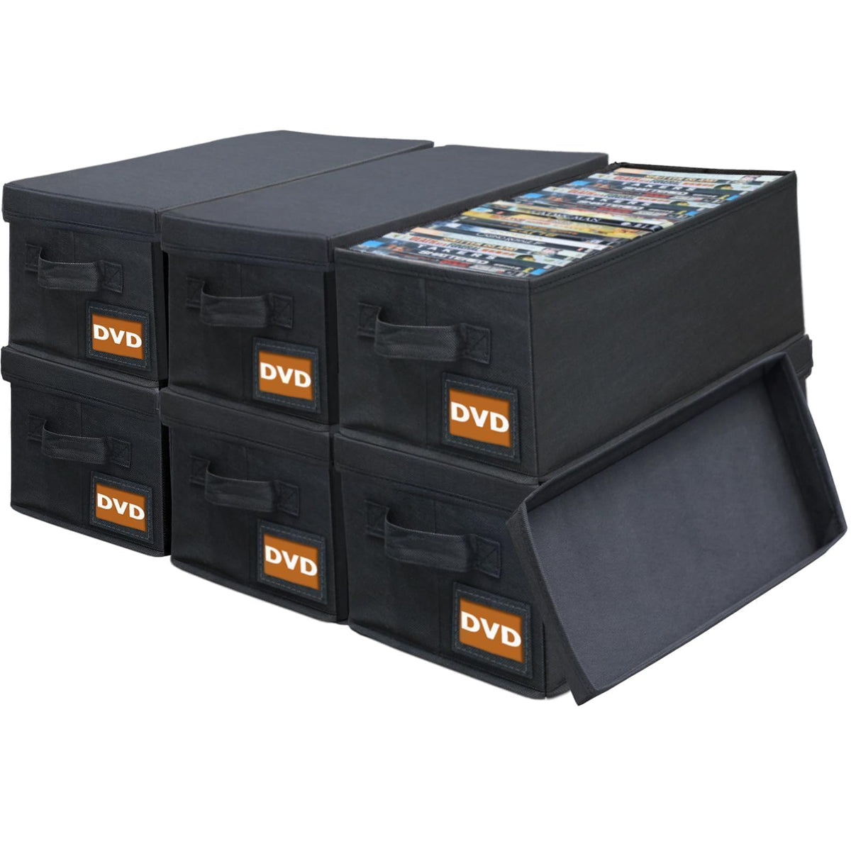 DVD Storage Box with Handle - 6 Pack
