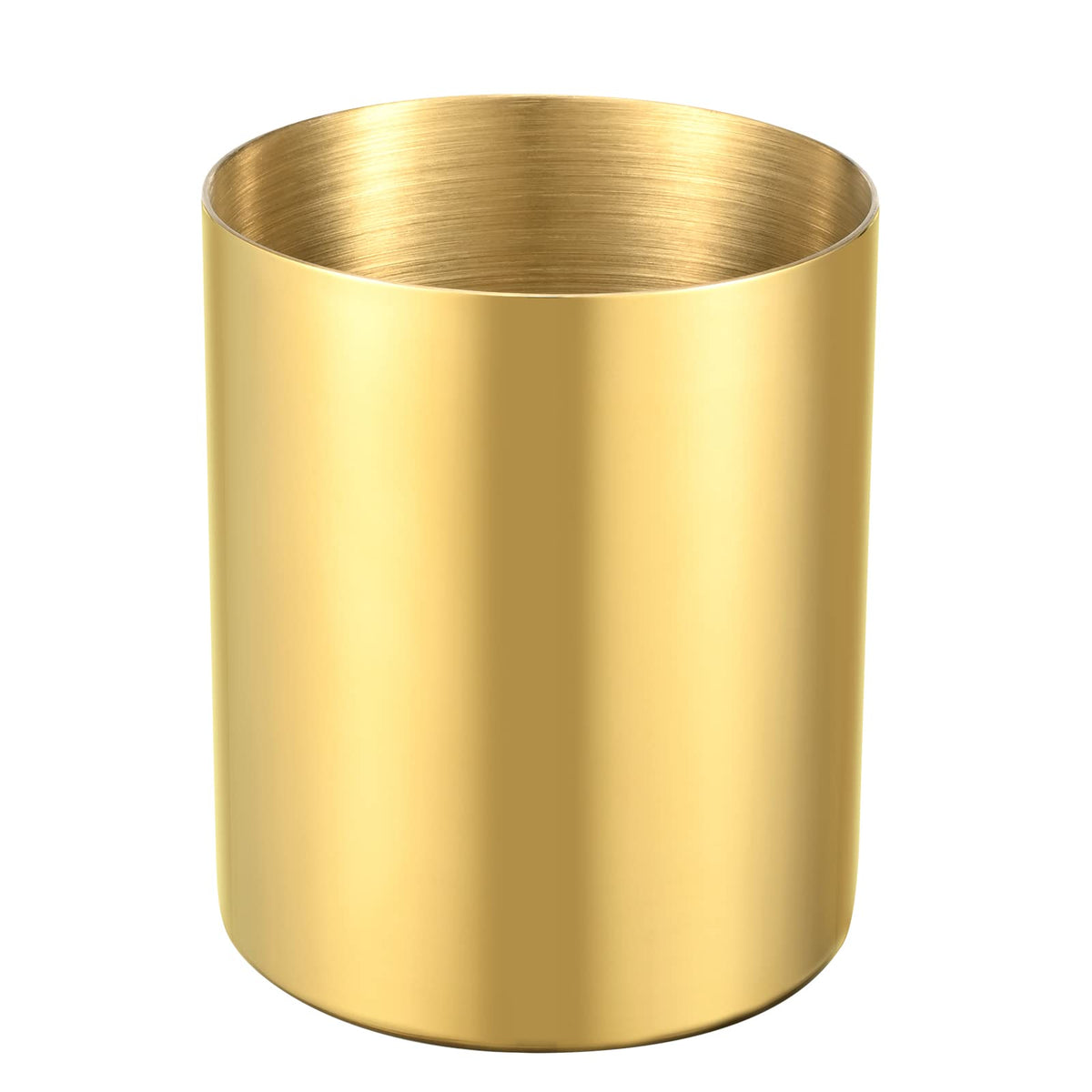 Gold Pencil Holder for Desk, 304 Stainless Steel Pencil Cup, Pen Holder Cup, Pen Pot, Makeup Brush Holder, Desktop Accessory Stationery Organizer
