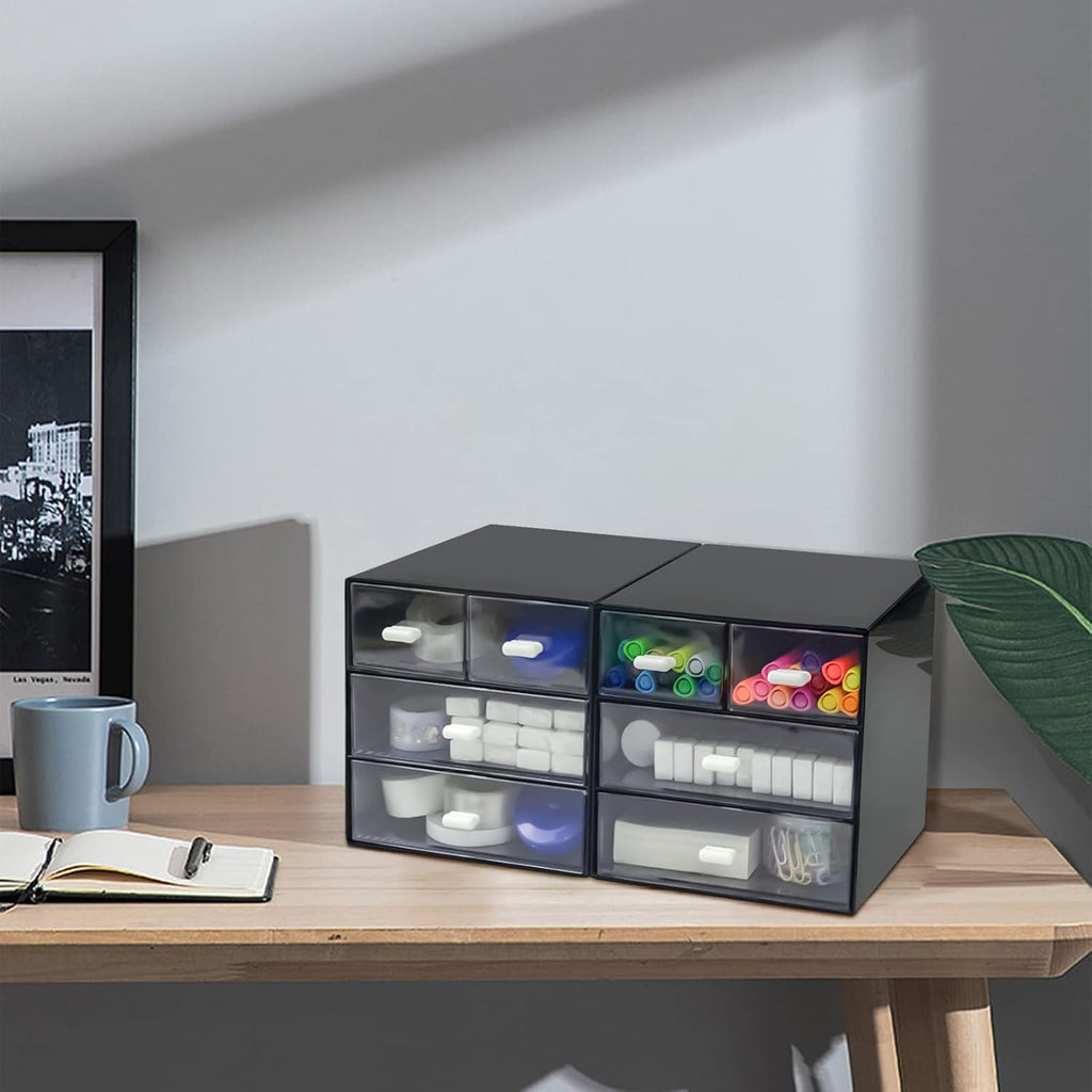 Desk Organizer with Drawer, Desk Storage Box (4 drawer, Black)