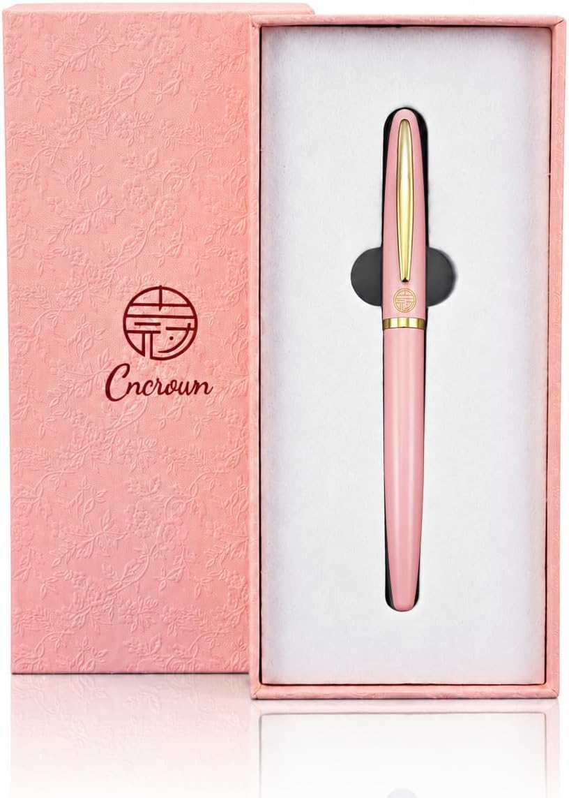 Luxury Gold Rollerball Pen, 24K Electroplated Exquisite Pen Body, Minimalist Fashion Style Gel Ink Pen, Portable Business Writing Pen Ideal for Office School Holiday Gifts (Pink)