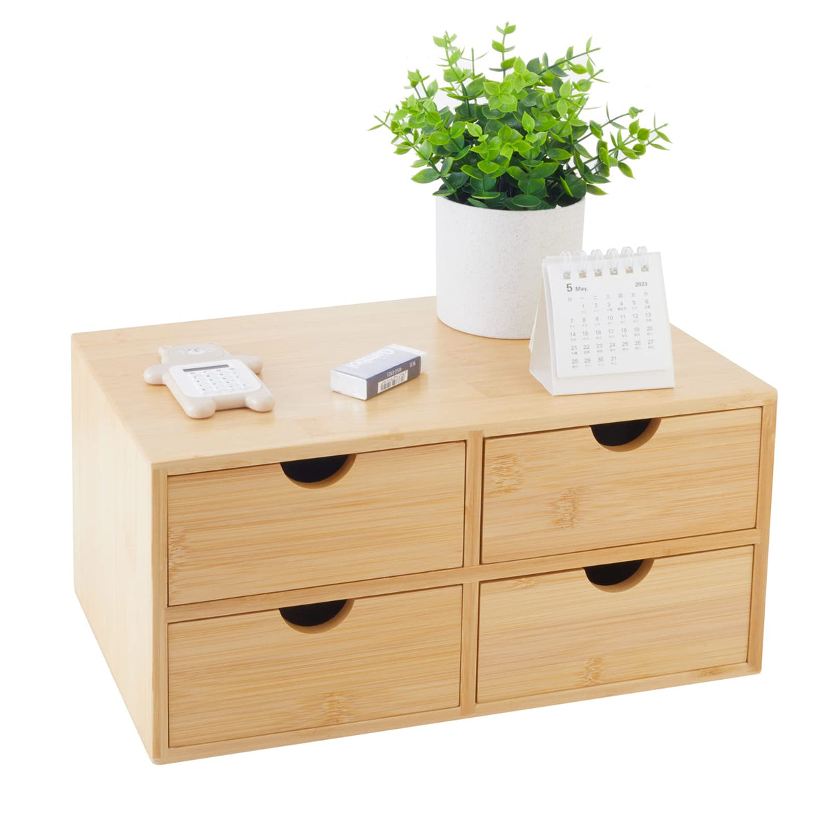 Charmewooden Bamboo Desk Organizer With Drawers Countertop Drawers Counter Storage Box Corner Desk Organizer for Home Office No Assembly Required