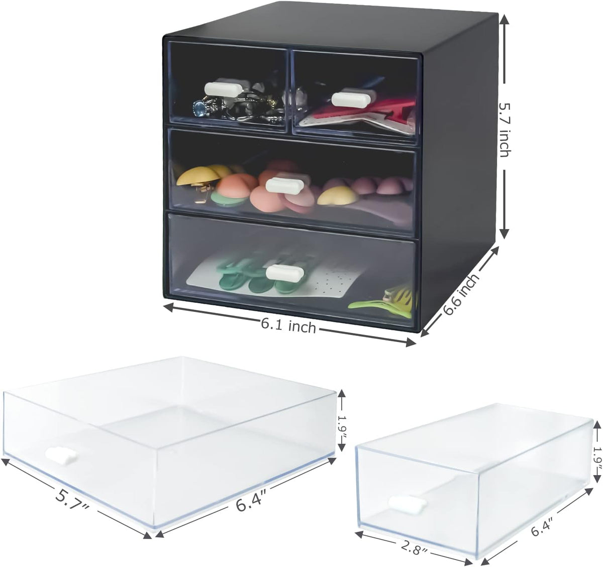 Desk Organizer with Drawer, Desk Storage Box (4 drawer, Black)