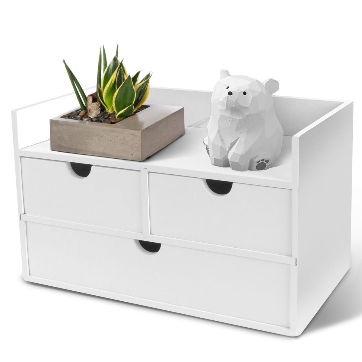 Charmewooden Bamboo Desk Organizer with Drawers, Countertop Organizer with Drawers Makeup Storage Drawer 2 Drawers Tabletop Storage Organization Box Home Office Workspace Bathroom Toiletries Supplies
