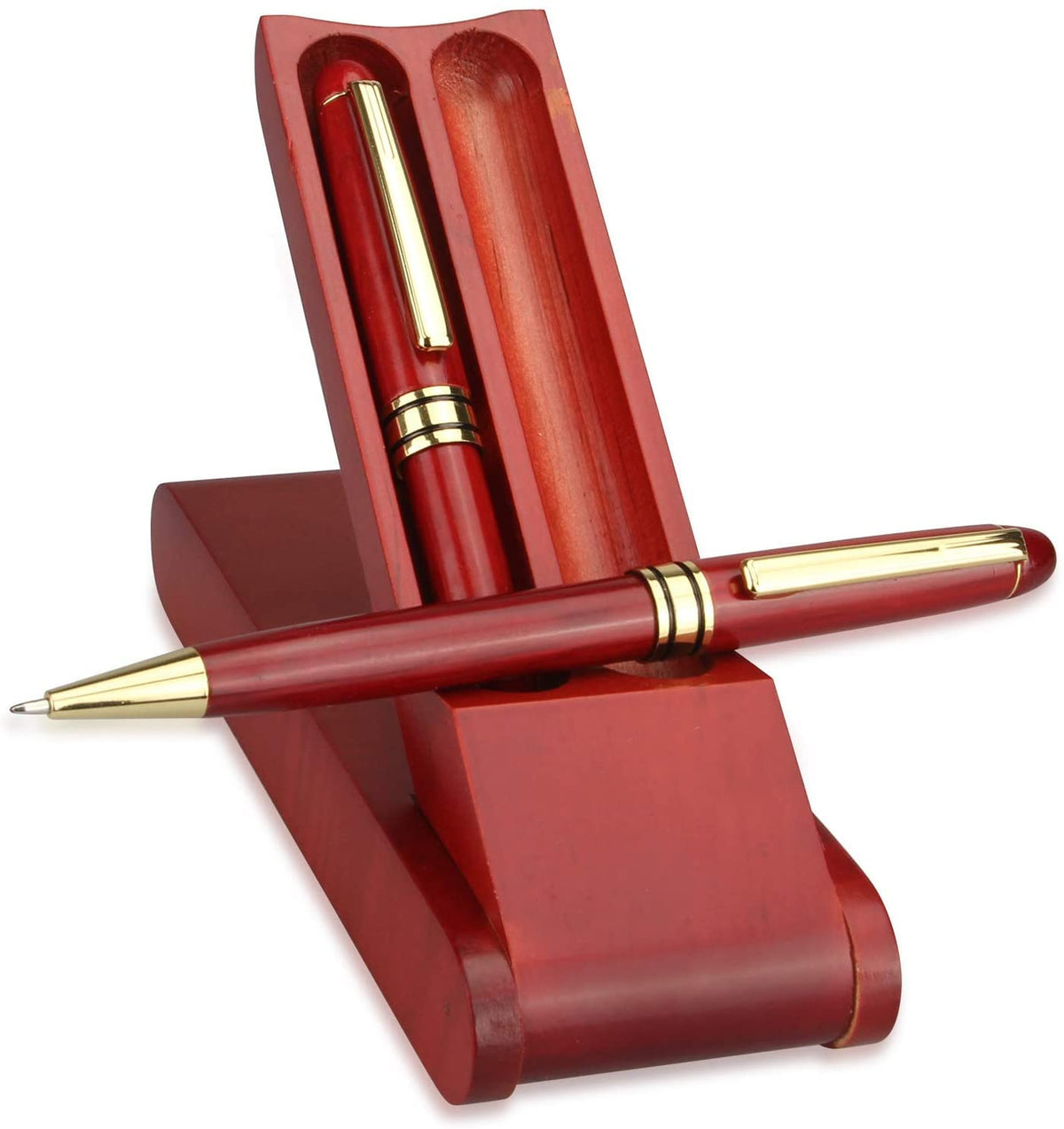 Fancy Minimalist Wooden Pens - Gentlemen Nice Pens Handcrafted Unique Business Pens for Men, Cool Old Fashioned Pen and Case Set Gift for Journal Writing (Single Display)