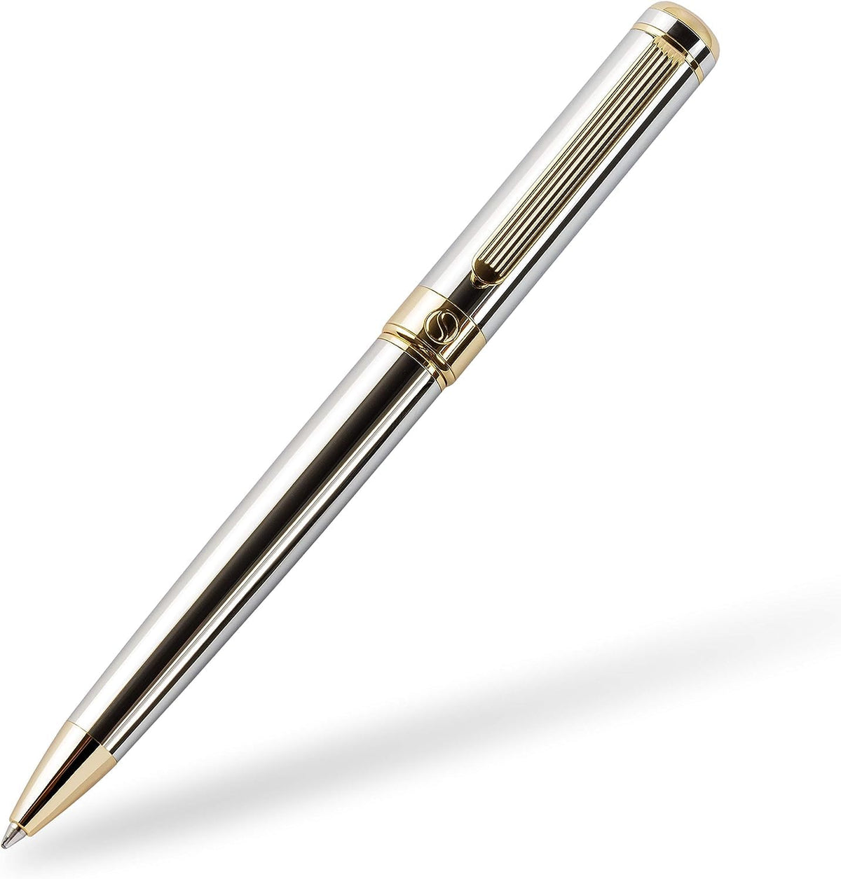 Scriveiner Gold Ballpoint Pen - Stunning Luxury Pen, Real Gold Plating, Schmidt Black Refill, Best Ball Pen Gift Set for Men & Women, Professional Executive Office, Nice Fancy Designer Pens