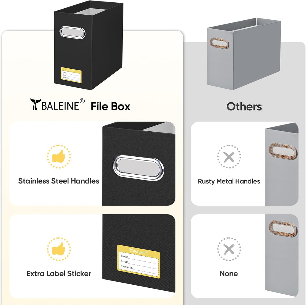 BALEINE 2PK File Organizer Box, Cardboard File Folder Organizer with Handle