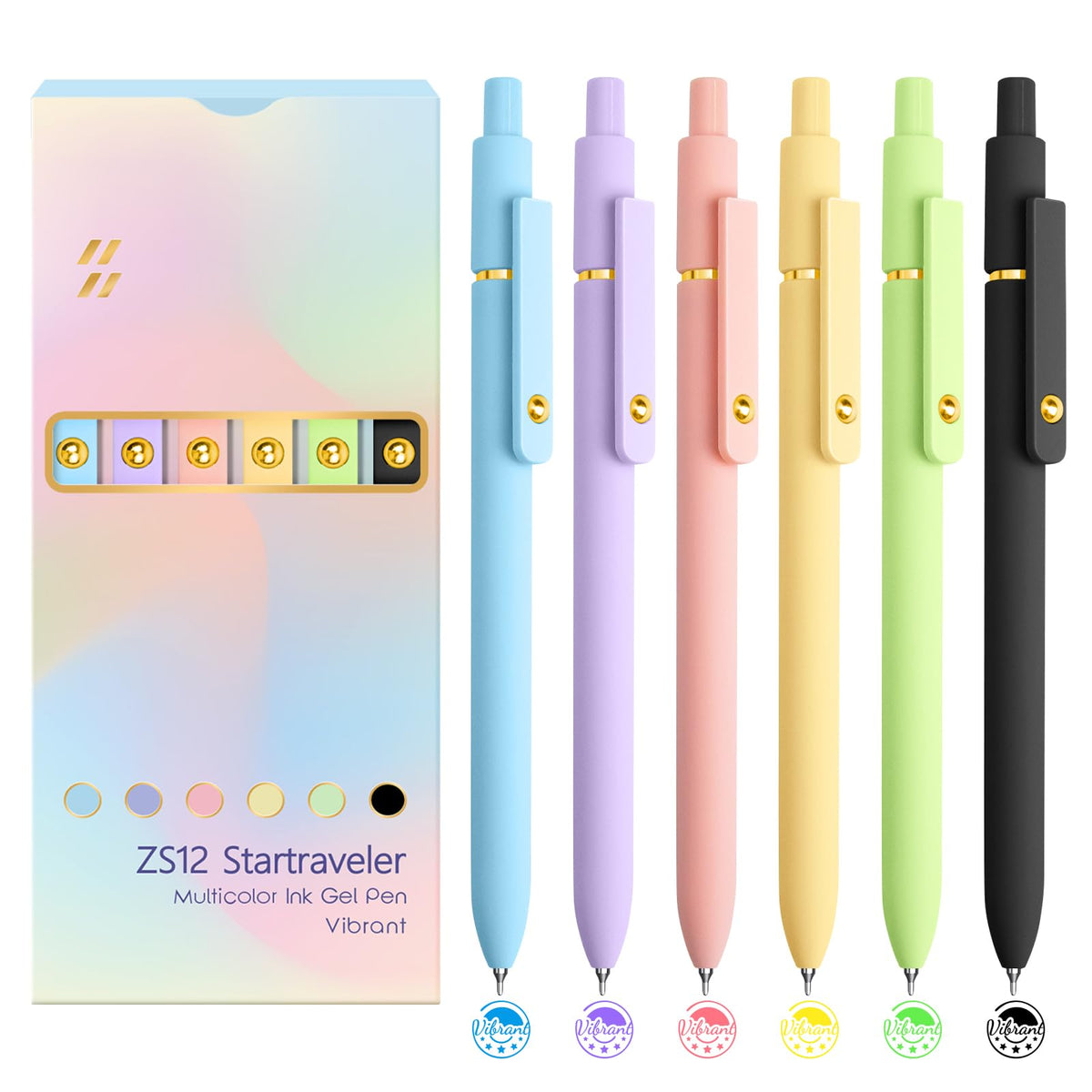 YOXMJDB 6 Pcs Color Pens for Journaling 0.5mm Fine Point Colored Gel Ink Pen, Smooth Writing Colorful Pens for Note Taking, Gift Set for Women & Men (6 Pcs Vintage Gold)