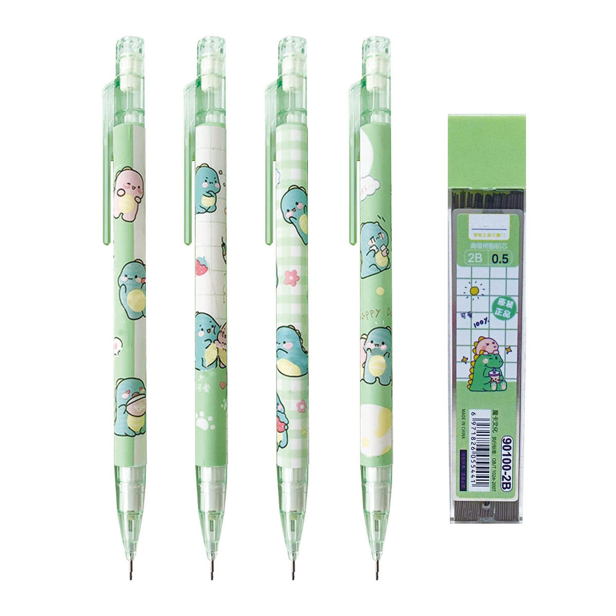 MOZXIRZ 6 Pcs Cute Mechanical Pencils with Eraser 0.5mm Cartoon Peach Mechanical Pencil School Pencil for Women (6pcs Peach/No Refill)