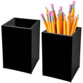 White Acrylic Pencil Pen Holder Cup 2 Pack,Desk Accessories Holder,Makeup Brush Storage Organizer,Modern Design Desktop Stationery Organizer for Office School Home Supplies,2.6x 2.6x 4 inches