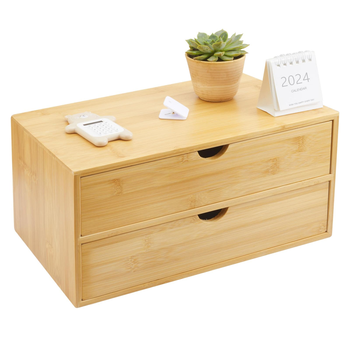 Charmewooden Bamboo Desk Organizer With Drawers Countertop Drawers Counter Storage Box Corner Desk Organizer for Home Office No Assembly Required