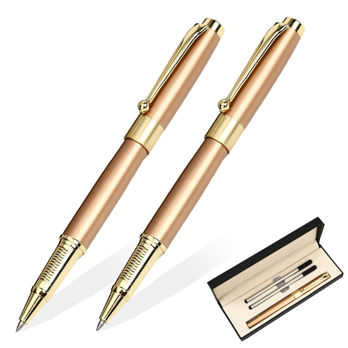 YIVONKA Ballpoint Pen Black Refill,Luxury Ballpoint Line width 0.5mm,Best Ball Pen Gift Set for Men & Women Professional Executive,Office,Nice BallPens Classy Gift Box (Gold)